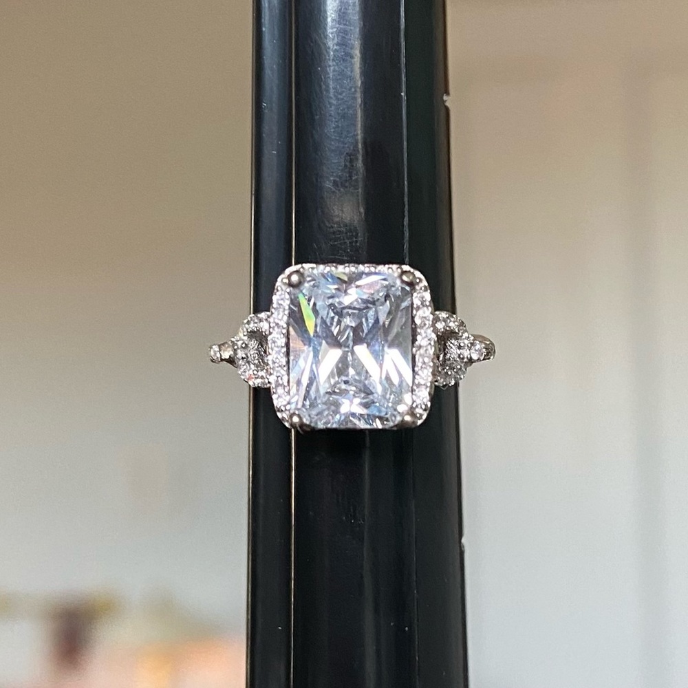 Berricle Ring Size 3 Cushion Halo Sterling Silver